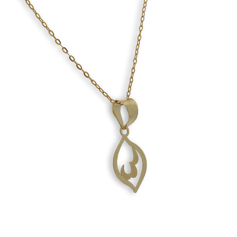 Gold Necklace (Chain with Leaf Shaped Pendant) 18KT - FKJNKL18K2331