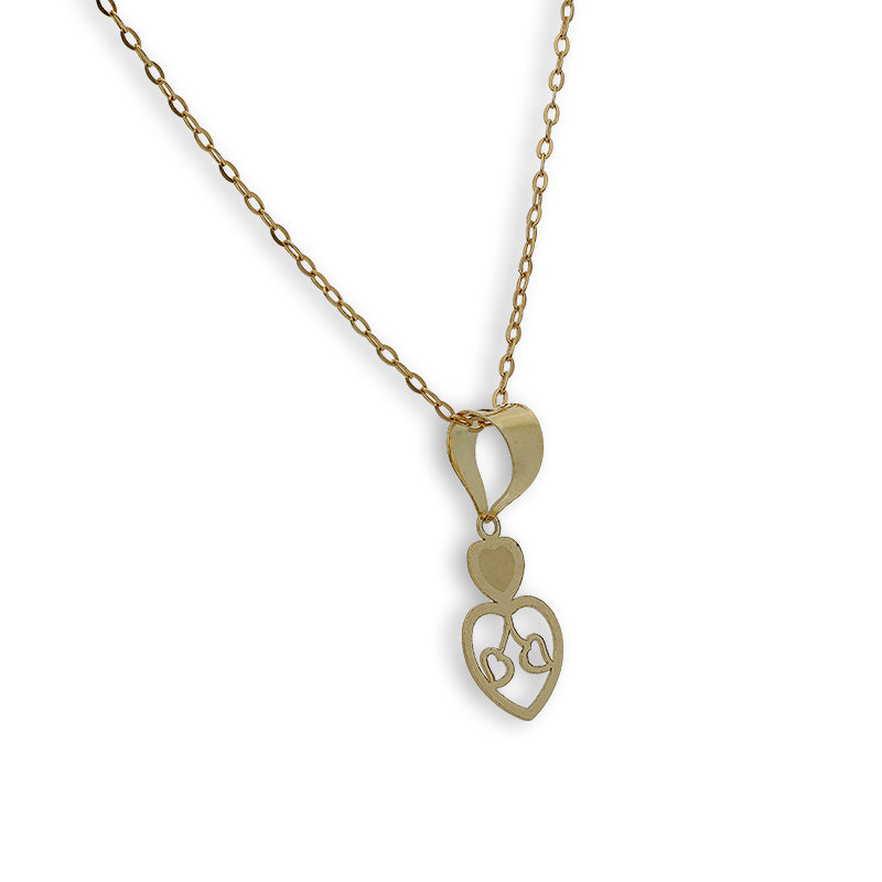 Gold Necklace (Chain with Twin Hearts Pendant) 18KT - FKJNKL18K2332