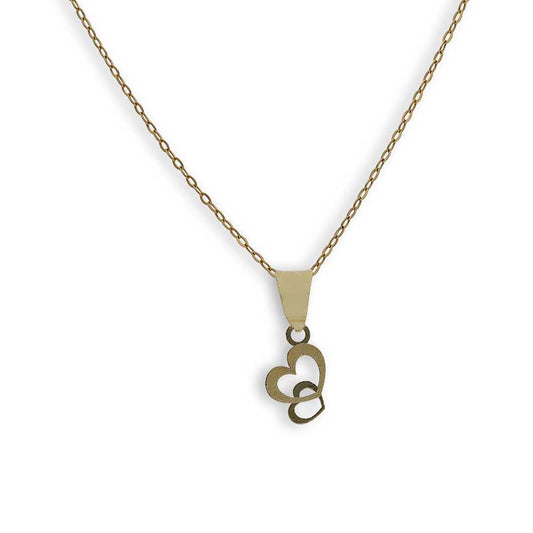 Gold Necklace (Chain with Twin Hearts Pendant) 18KT - FKJNKL18K2335