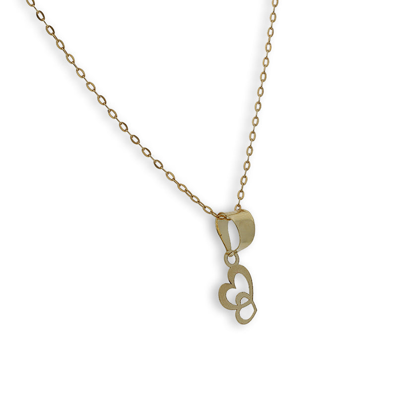 Gold Necklace (Chain with Twin Hearts Pendant) 18KT - FKJNKL18K2335