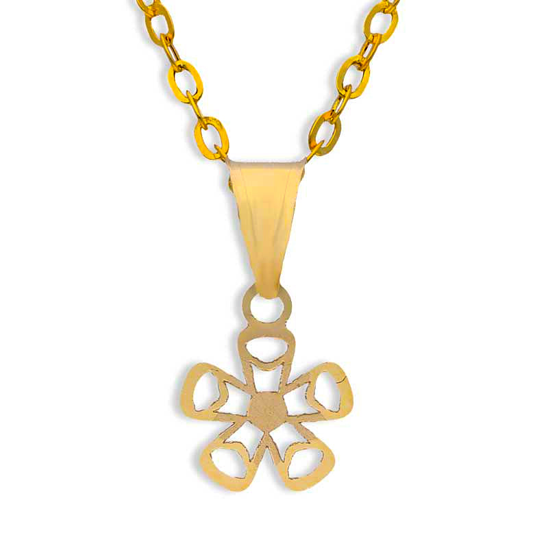 Gold Necklace (Chain with Flower Pendant) 18KT - FKJNKL18KU1041