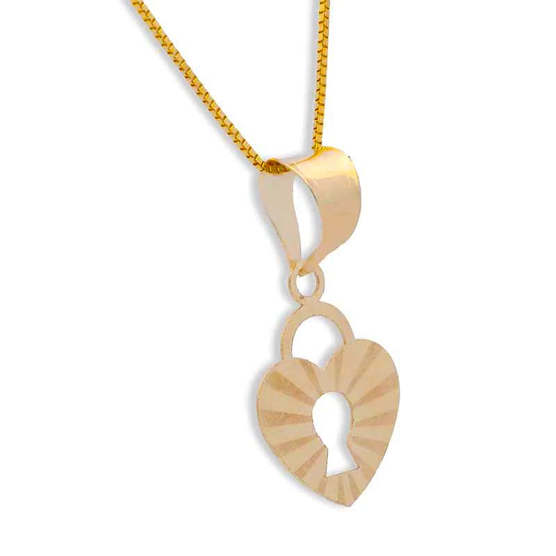 Gold Necklace (Chain with Heart Lock Pendant) 18KT - FKJNKL18KU1066