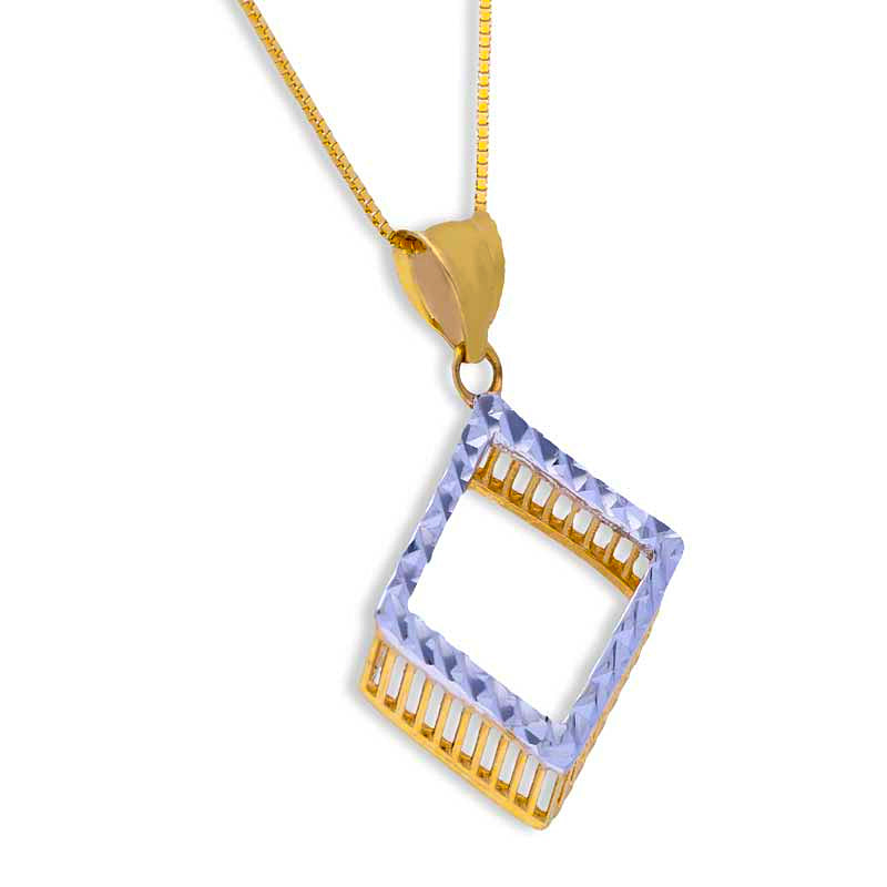 Gold Necklace (Chain with Rhombus Pendant) 18KT - FKJNKL18KU1070
