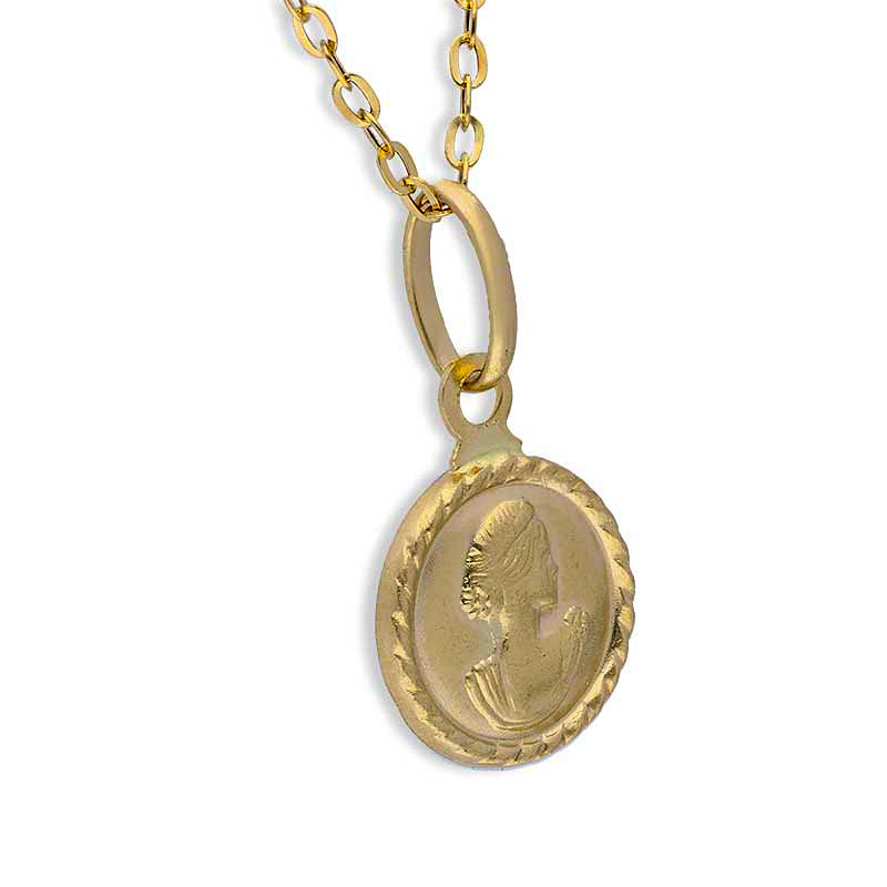 Gold Necklace (Chain with Queen Round Shaped Pendant) 18KT - FKJNKL18KU1105