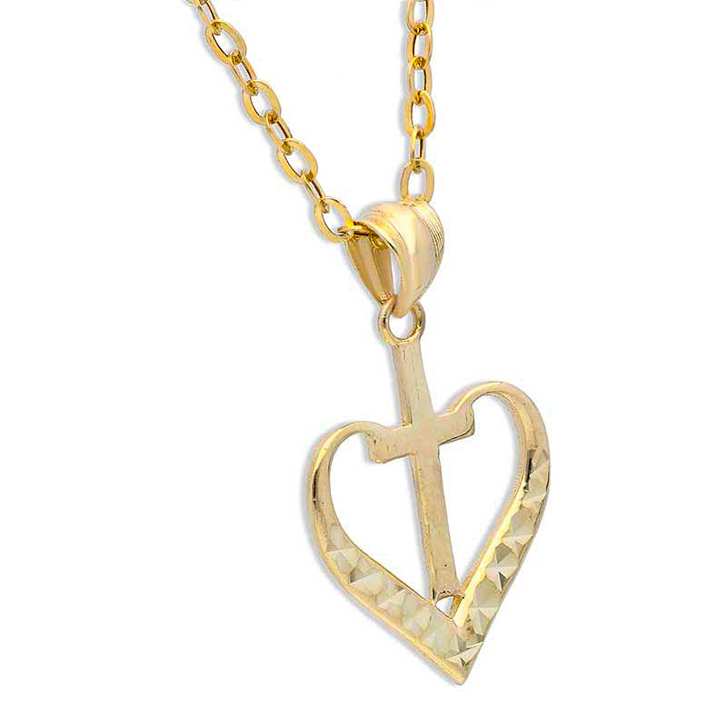 Gold Necklace (Chain with Cross In Heart Pendant) 18KT - FKJNKL18KU1139