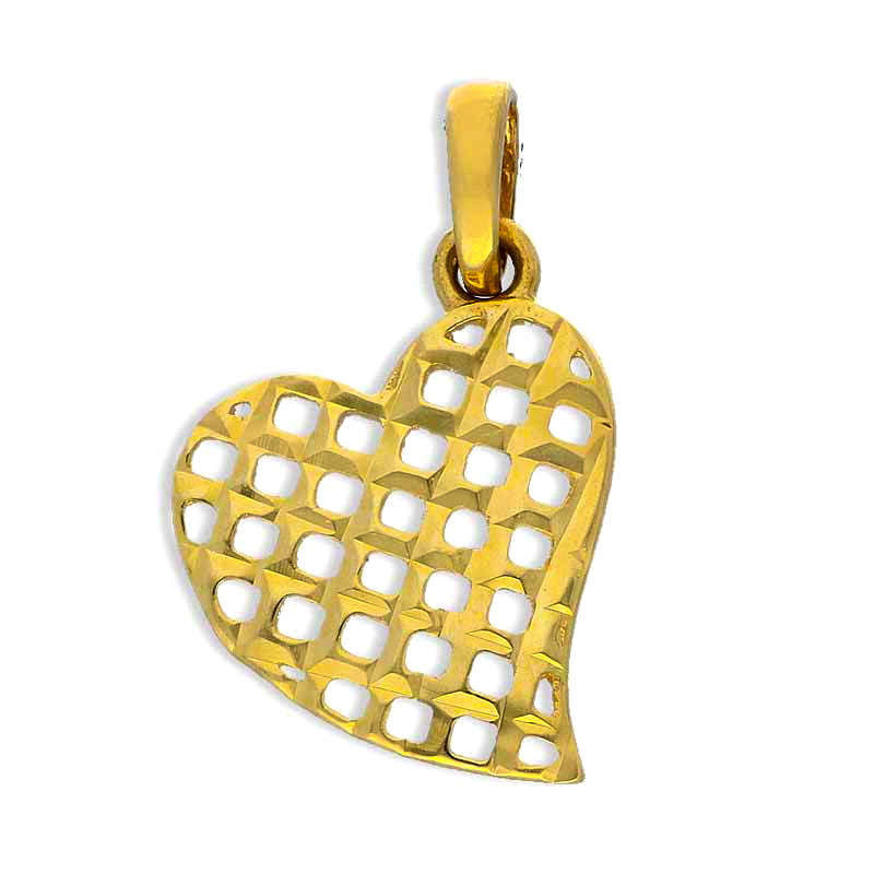 Gold Twisted Heart Pendant 18KT - FKJPND18KU1055