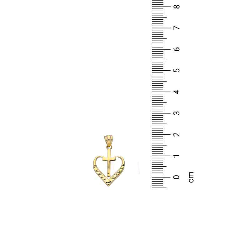 Gold Cross In Heart Pendant 18KT - FKJPND18KU1139