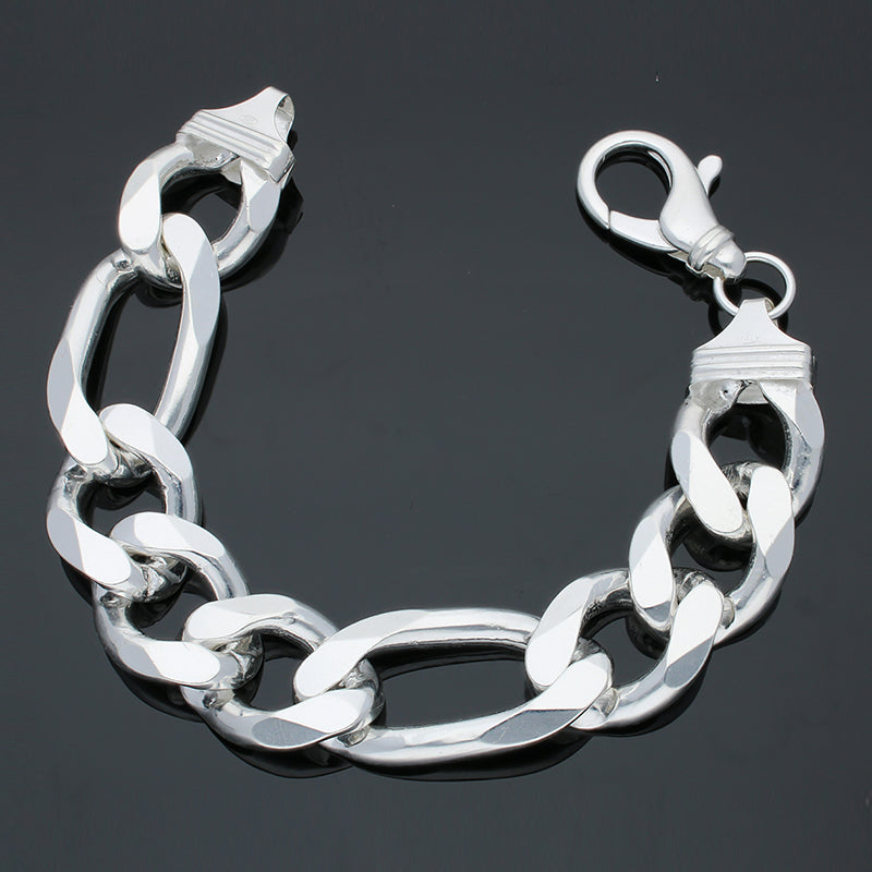 Sterling Silver 925 Men's Figaro Bracelet - FKJBRLSLU1120