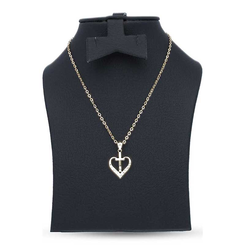 Gold Necklace (Chain with Cross In Heart Pendant) 18KT - FKJNKL18KU1139