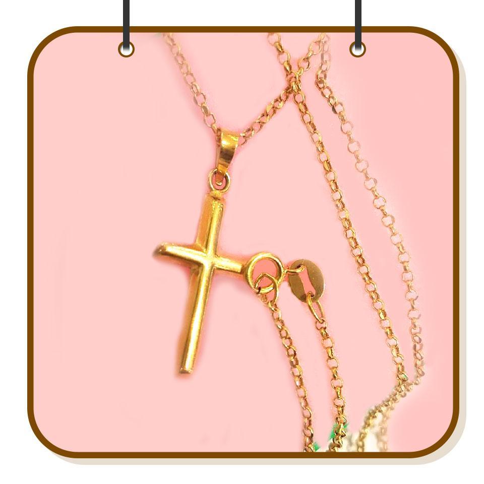 Gold Necklace (Chain with Cross Pendant) 18KT - FKJNKL1174-fkjewellers
