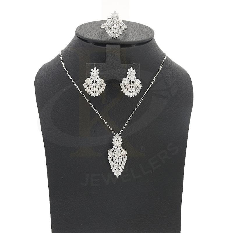 Italian Silver 925 Pendant Set (Necklace Earrings And Ring) - Fkjnklstsl2188 Sets