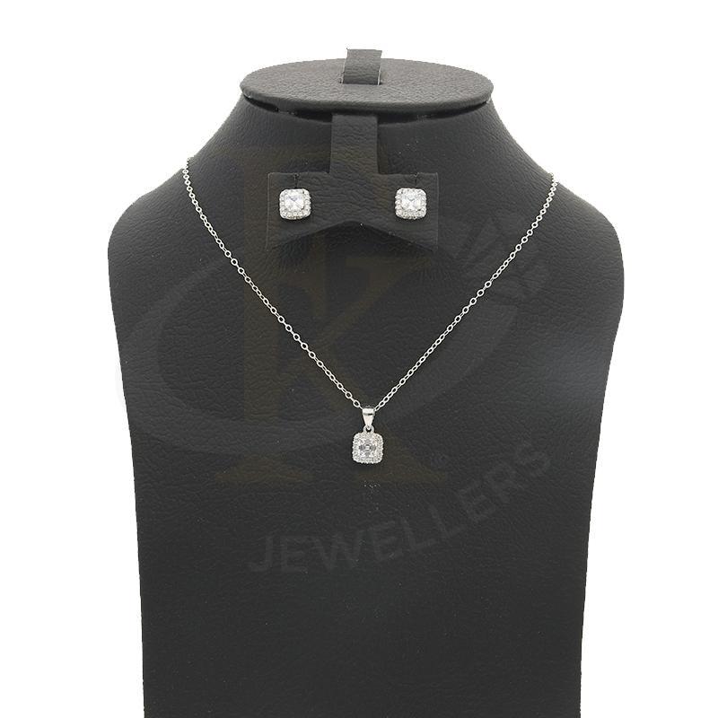 Italian Silver 925 Radiant Cut Pendant Set (Necklace And Earrings) - Fkjnklstsl2193 Sets