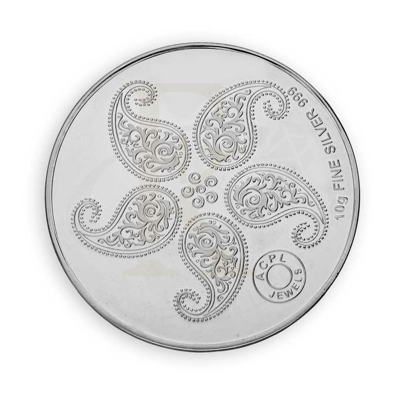 Silver 10 Grams Peacock And Flower Coin In Fine 999 - Fkjconsl3117 Bars