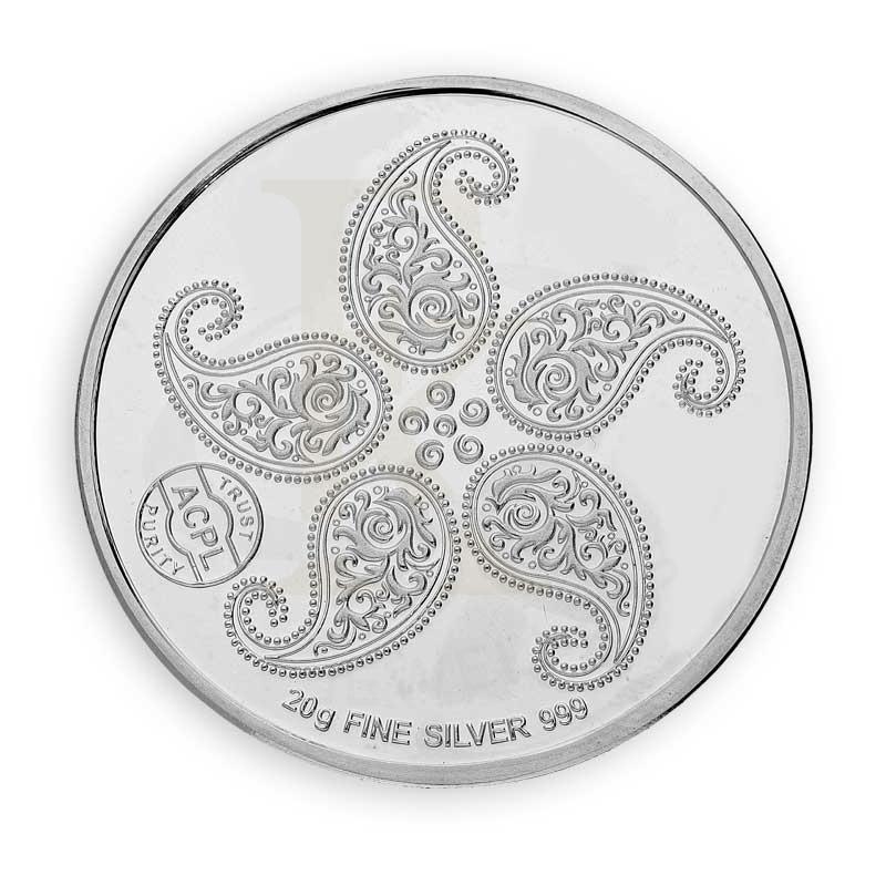 Silver 20 Grams Peacock And Flower Coin In Fine 999 - Fkjconsl3112 Bars