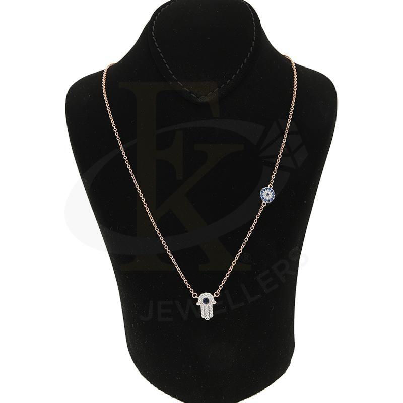 Italian Silver 925 Rose Gold Plated Hamsa Hand With Evil Eye Necklace - Fkjnklsl2591 Necklaces