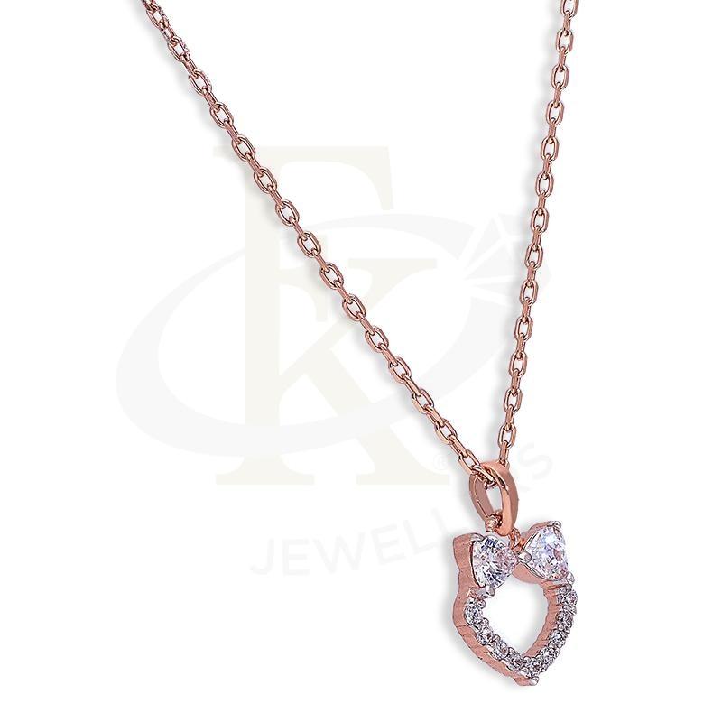 Italian Silver 925 Rose Gold Plated Heart Necklace - Fkjnklsl2626 Necklaces