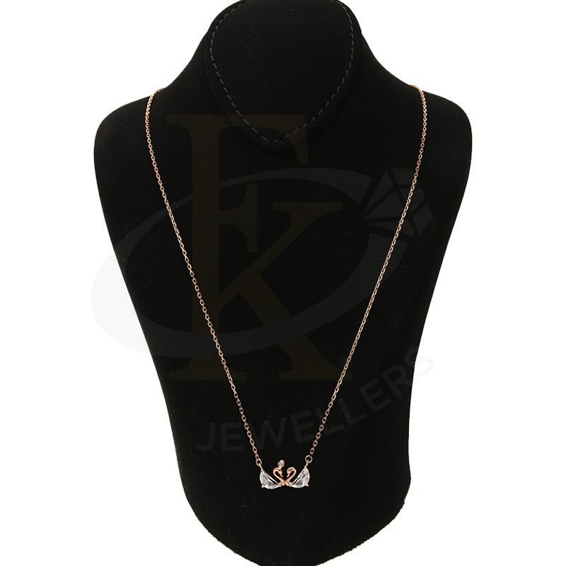 Italian Silver 925 Rose Gold Plated Twin Swan Necklace - Fkjnklsl2662 Necklaces
