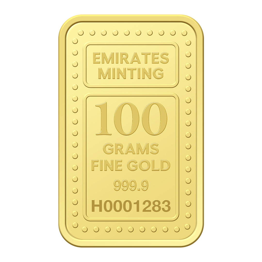Emirates Minting 100 Grams 999.9 Purity Gold Bar - FKJGBR24K2259