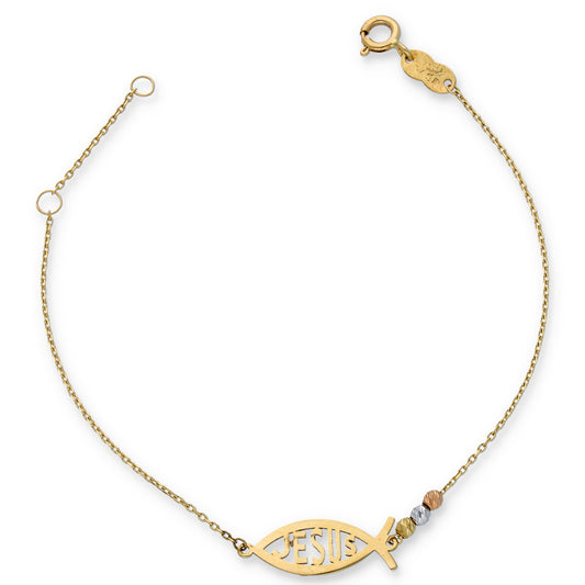 Gold Jesus Fish Bracelet 18KT - FKJBRL18KU6119