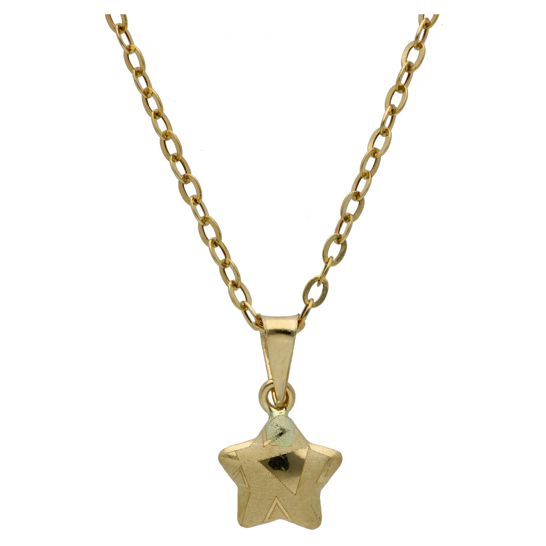 Gold Star Shaped Pendant Set 18KT - FKJNKLST18KU6482