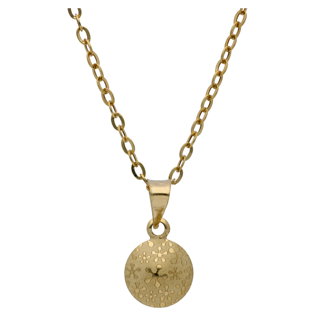 Gold Round Shaped Pendant Set 18KT - FKJNKLST18KU6467