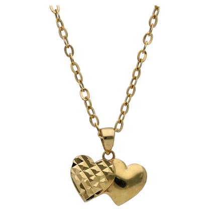 Gold Twin Heart Shaped Pendant Set 18KT - FKJNKLST18KU6470