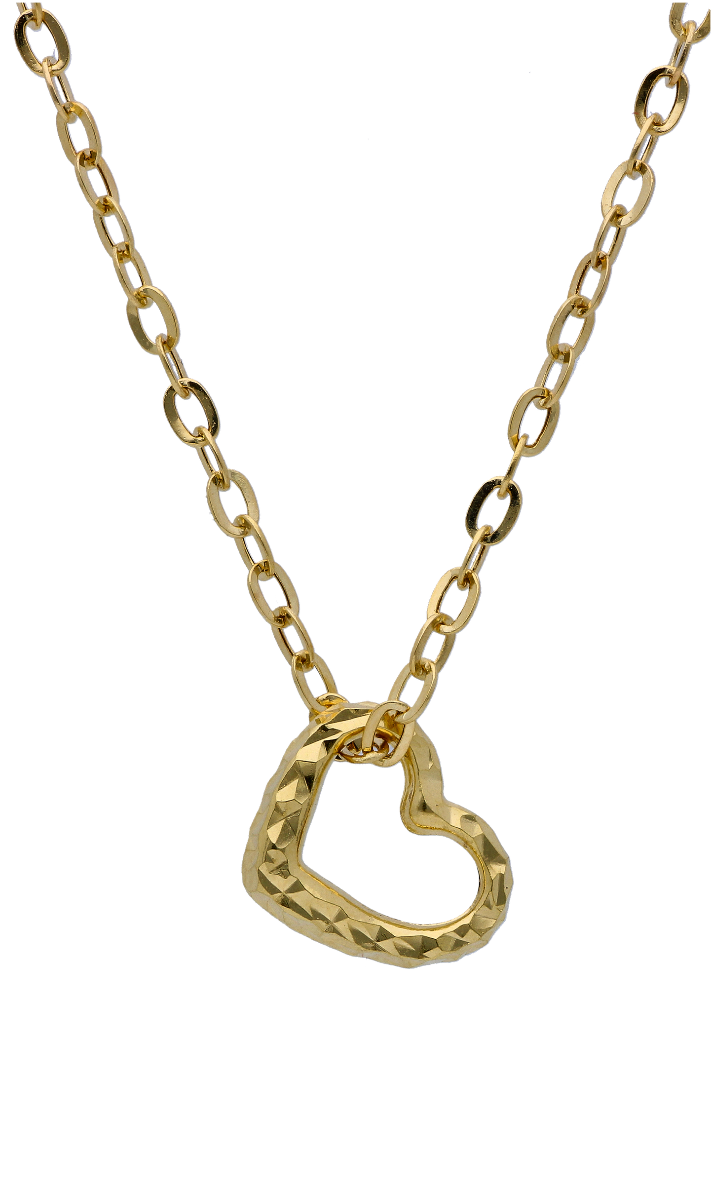 Gold Necklace (Chain with Hollow Heart Pendant) 18KT - FKJNKL18KU6306
