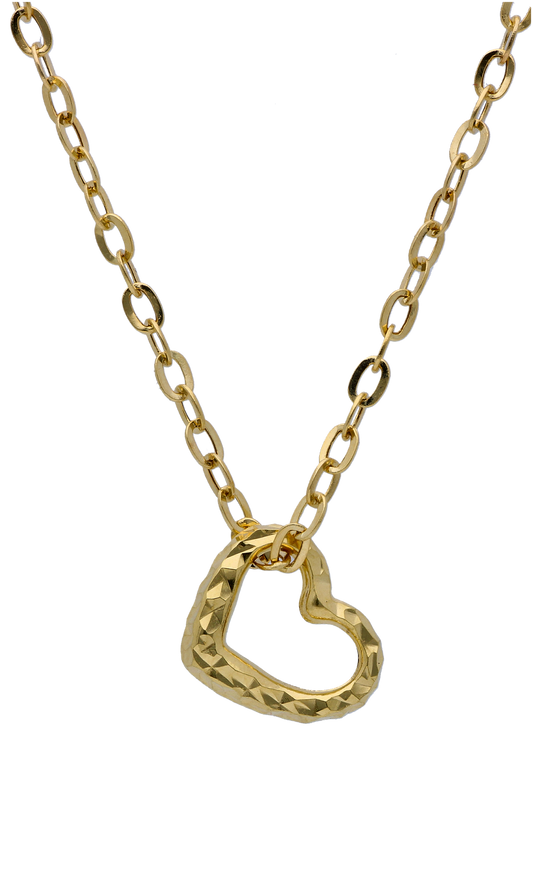 Gold Necklace (Chain with Hollow Heart Pendant) 18KT - FKJNKL18KU6306