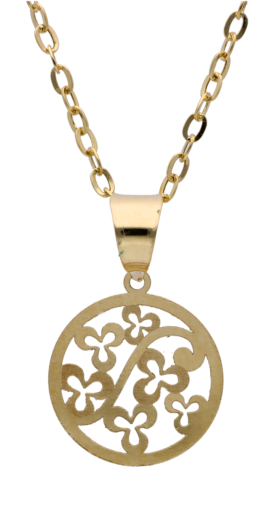 Gold Necklace (Chain with Hollow Floral Pendant) 18KT - FKJNKL18KU6300