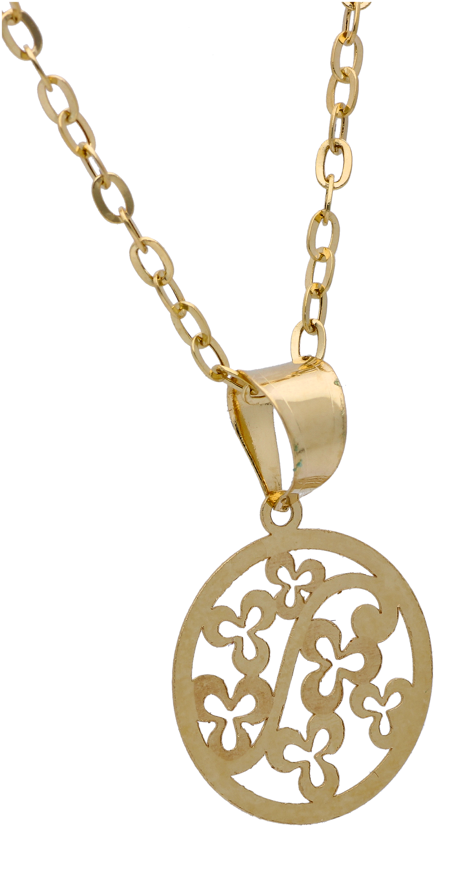 Gold Necklace (Chain with Hollow Floral Pendant) 18KT - FKJNKL18KU6300