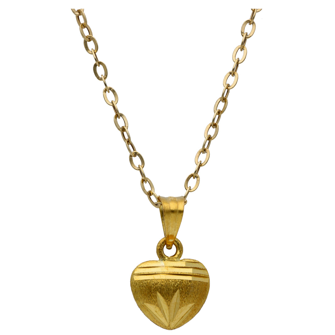 Gold Heart Shaped Pendant Set 18KT - FKJNKLST18KU6513