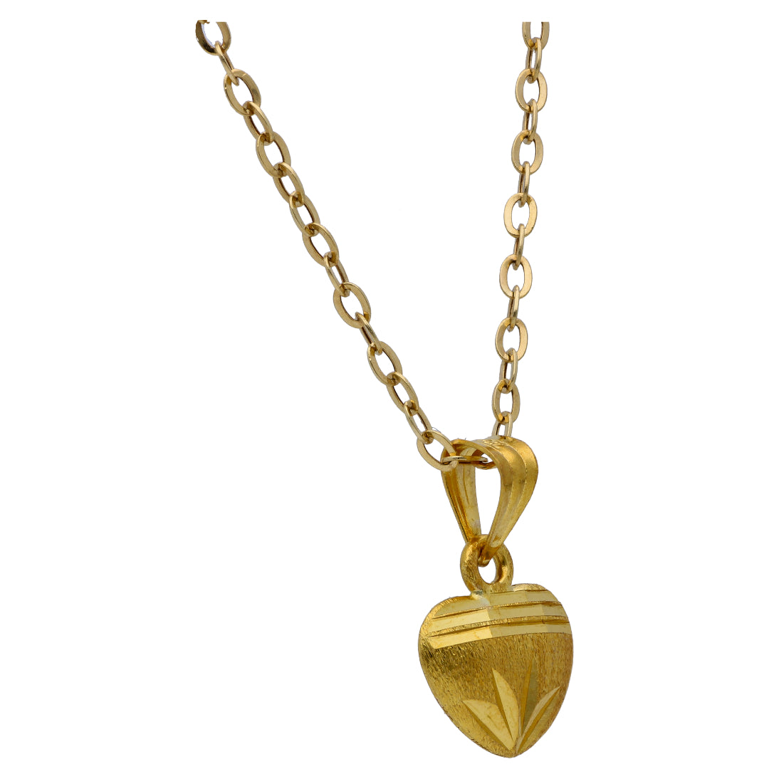 Gold Heart Shaped Pendant Set 18KT - FKJNKLST18KU6513