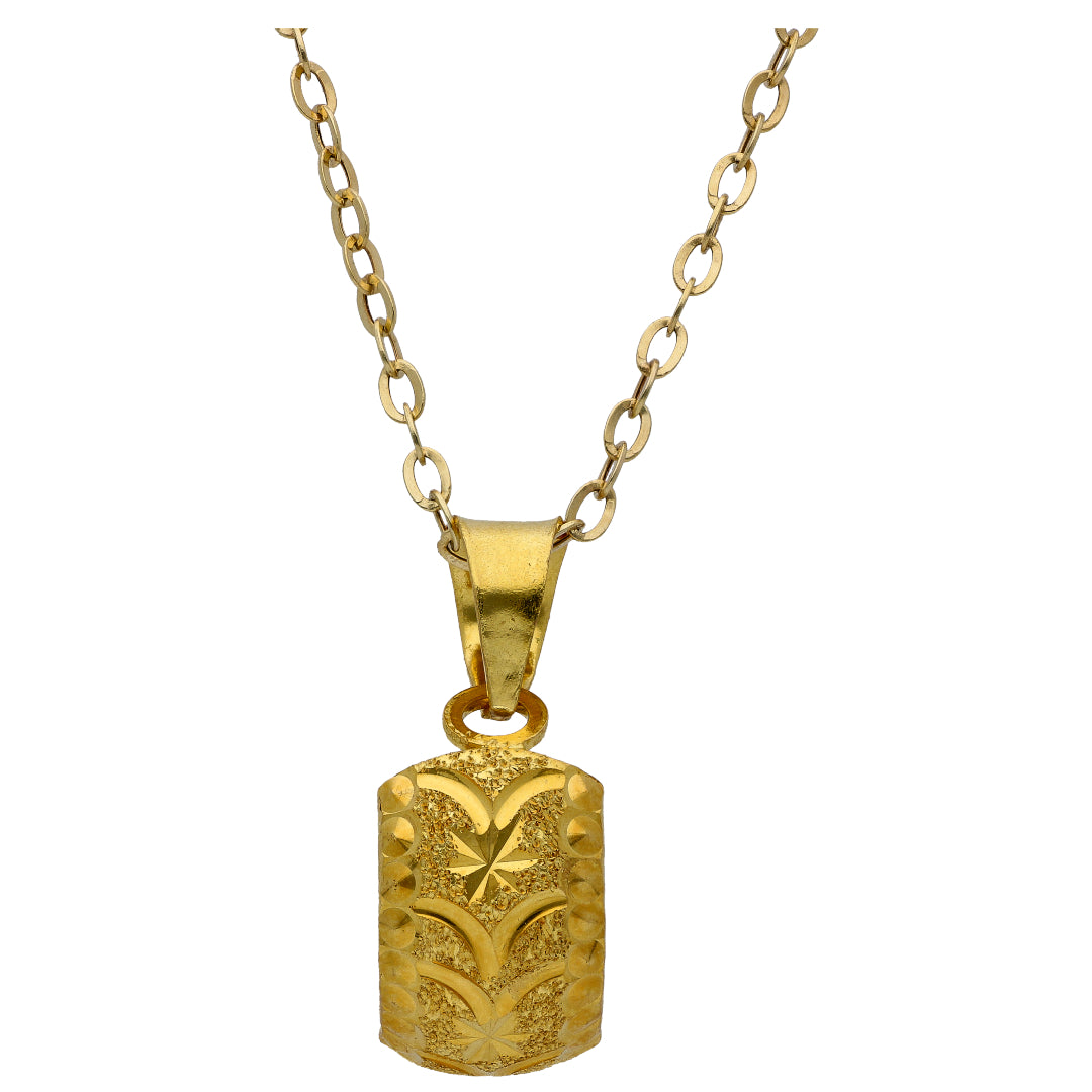 Gold Rectangle Shaped Pendant Set 18KT - FKJNKLST18KU6506