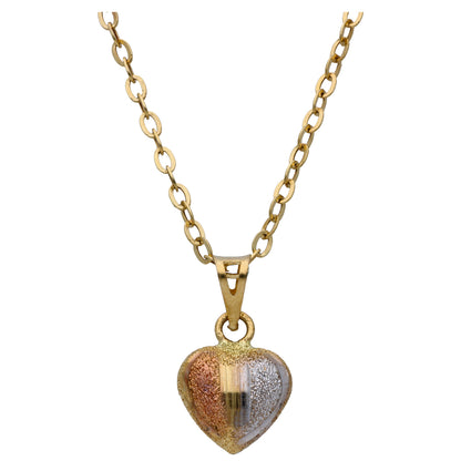 Gold Triple Toned Heart Shaped Pendant Set 18KT - FKJNKLST18KU6524