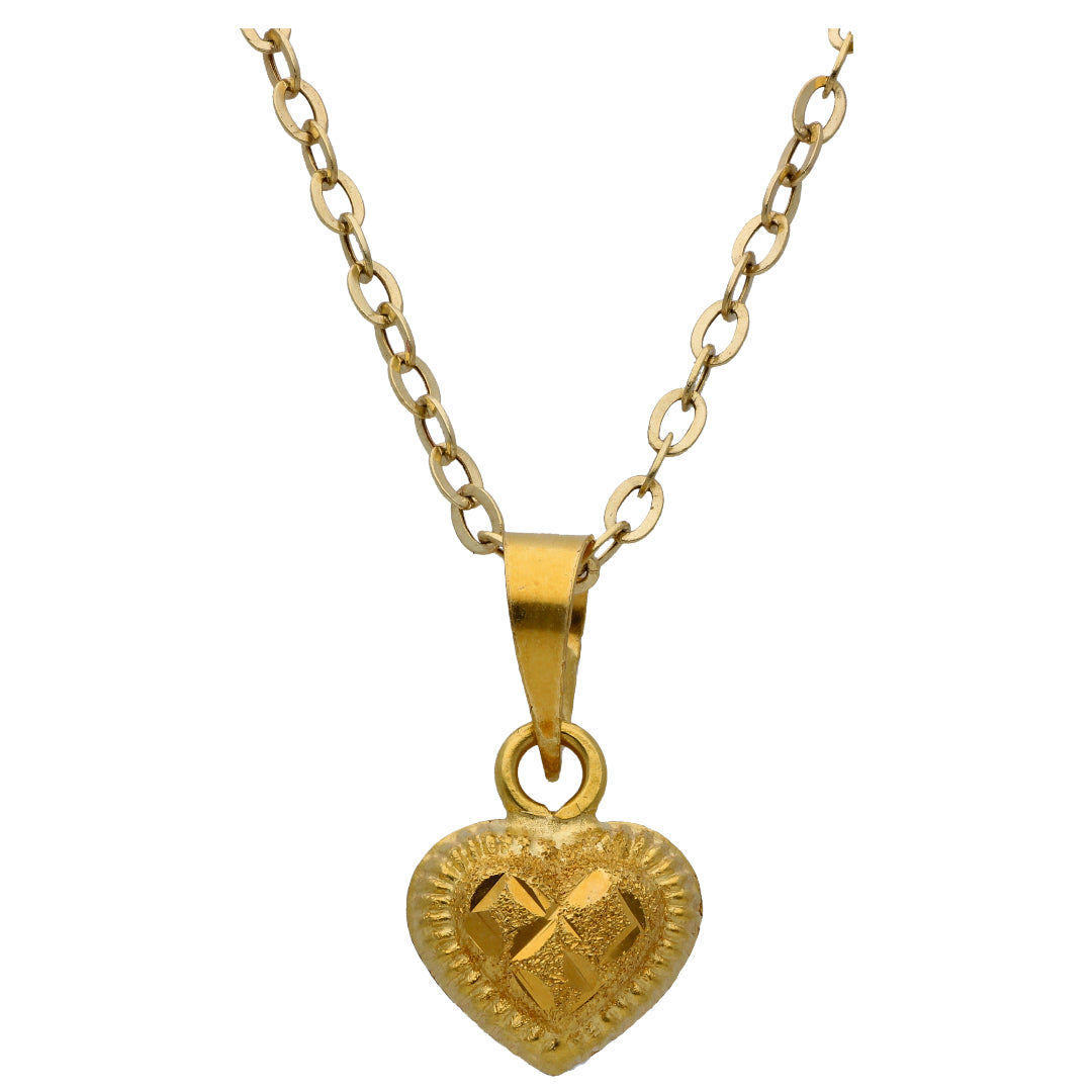 Gold Heart Shaped Pendant Set 18KT -FKJNKLST18KU6525