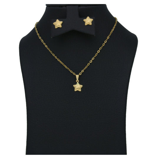 Gold Star Shaped Pendant Set 18KT - FKJNKLST18KU6519