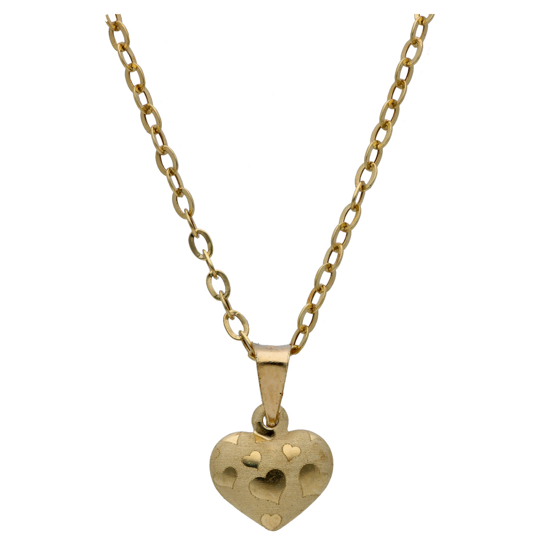 Gold Heart Shaped Pendant Set 18KT - FKJNKLST18KU6479