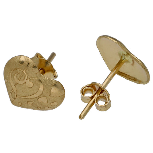 Gold Heart Shaped Earrings 18KT - FKJERN18KU6451