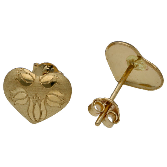 Gold Heart Shaped Earrings 18KT - FKJERN18KU6452