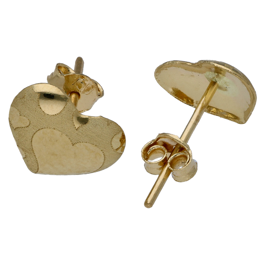 Gold Heart Shaped Earrings 18KT - FKJERN18KU6454