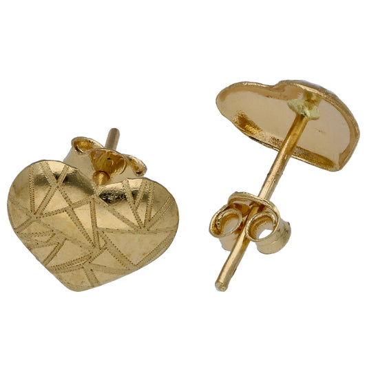 Gold Heart Shaped Earrings 18KT - FKJERN18KU6455