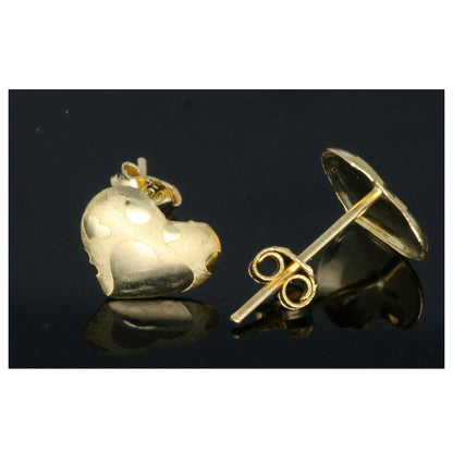 Gold Heart Shaped Earrings 18KT - FKJERN18KU6454