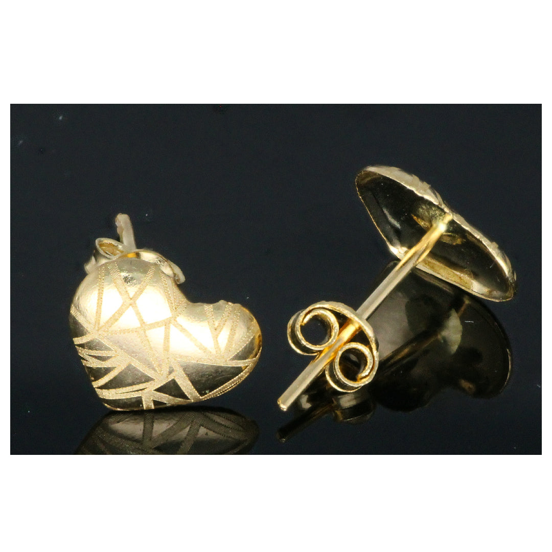 Gold Heart Shaped Earrings 18KT - FKJERN18KU6455