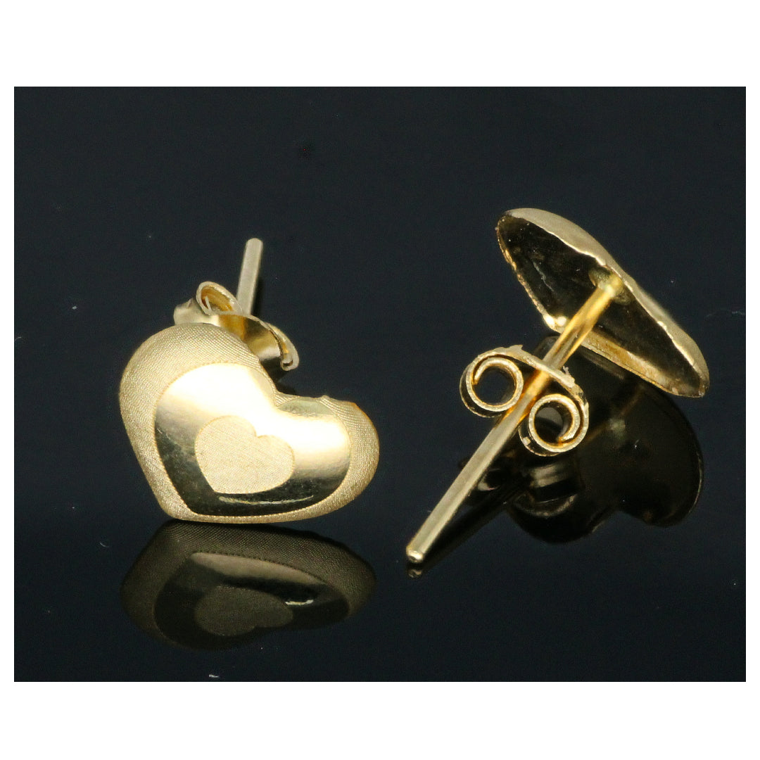 Gold Heart Shaped Earrings 18KT - FKJERN18KU6443