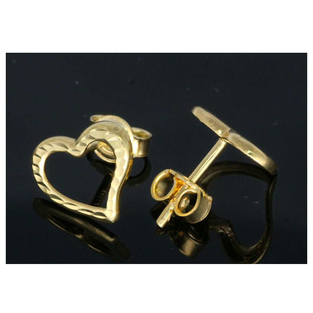 Gold Hollow Heart Shaped Earrings 18KT - FKJERN18KU6450