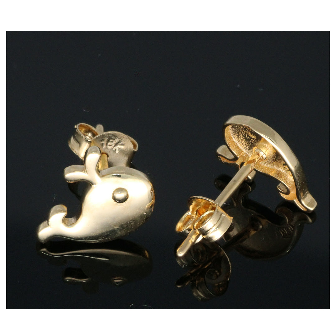 Gold Dolphin Shaped Earrings 18KT - FKJERN18KU6447