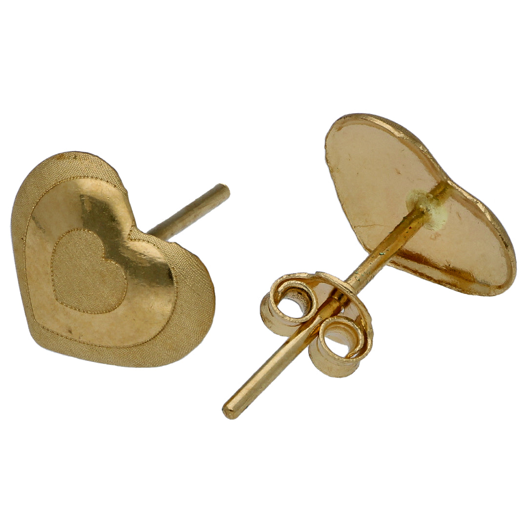 Gold Heart Shaped Earrings 18KT - FKJERN18KU6443