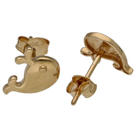 Gold Dolphin Shaped Earrings 18KT - FKJERN18KU6447