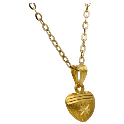 Gold Heart Shaped Pendant Set 18KT - FKJNKLST18KU6489