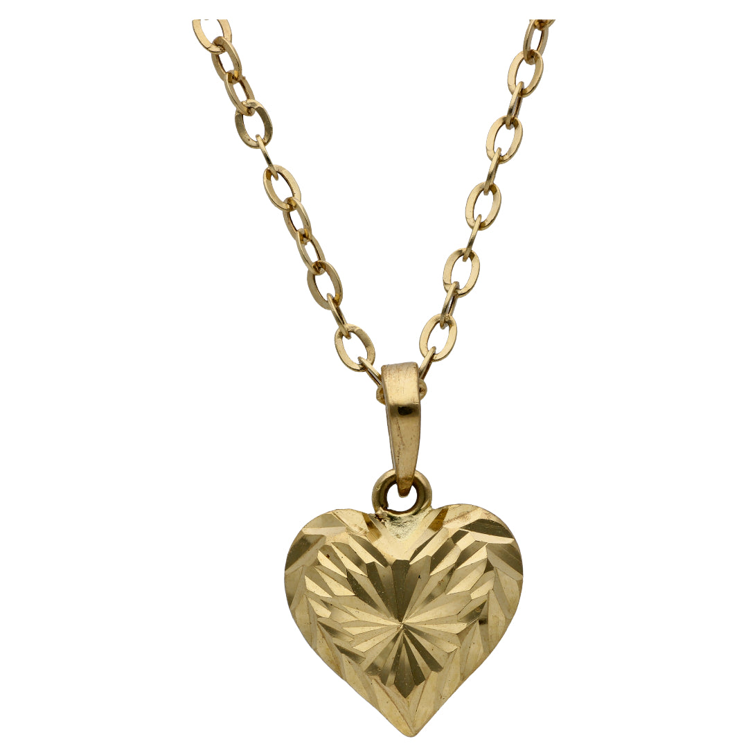 Gold Heart Shaped Pendant Set 18KT - FKJNKLST18KU6495